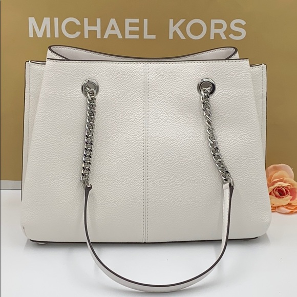 MICHAEL KORS TEAGEN LARGE LONG DROP SATCHEL WHITE - Picture 3 of 13